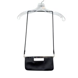 Stuart Weitzman Black Clutch Evening Bag Rhinestone Embellished Shoulder Strap